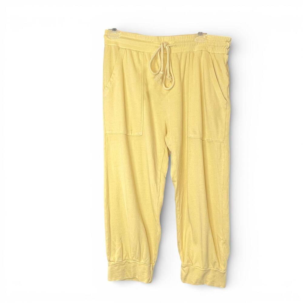 NWOT Free People Movement Freestyle Cropped Pants Mustard Yellow - Size Large - Picture 3 of 7